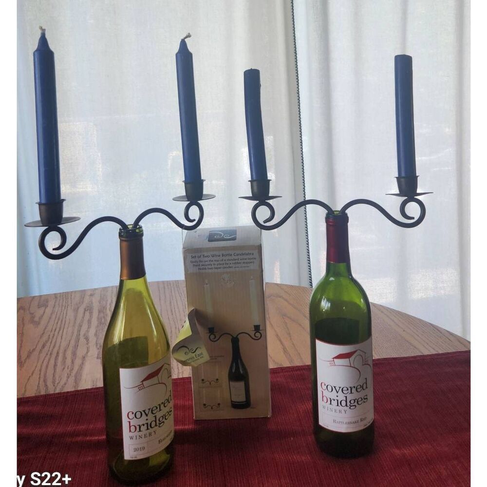 New In box-Set of two wine bottle candelabra